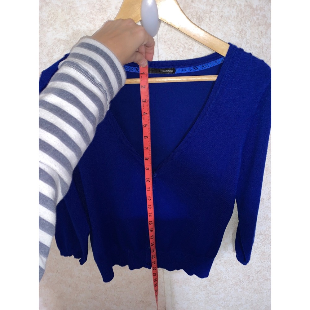 Maurices Womens Royal Blue V-Neck Button Front 3/4 Sleeve Cardigan Sweater Large - Picture 6 of 16